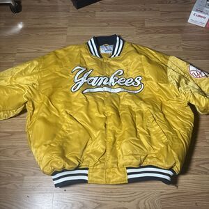 New York Yankees Starter Jacket Yellow Vintage Snap Button NY 90s 3XL